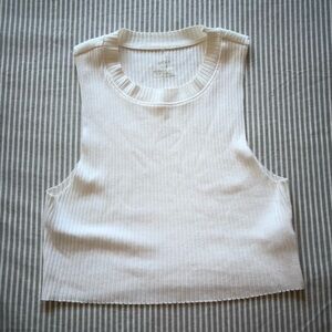 Aerie White Ribbed Crop Top